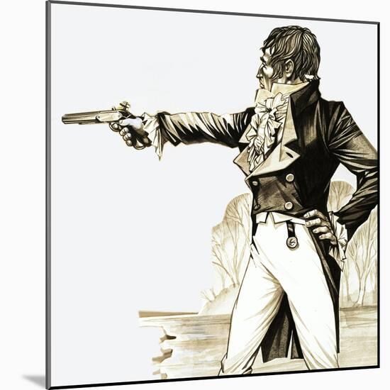 Edwardian Gentleman Duelling with a Pistol-Richard Hook-Mounted Giclee Print