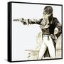 Edwardian Gentleman Duelling with a Pistol-Richard Hook-Framed Stretched Canvas