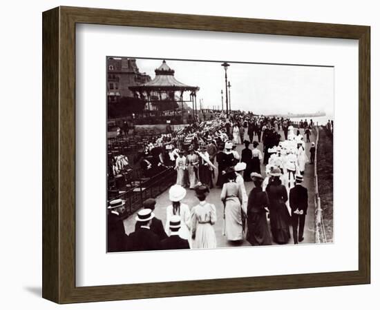 Edwardian Ladies and Gentleman Walk up and Down the Promenade, 1905-null-Framed Photographic Print