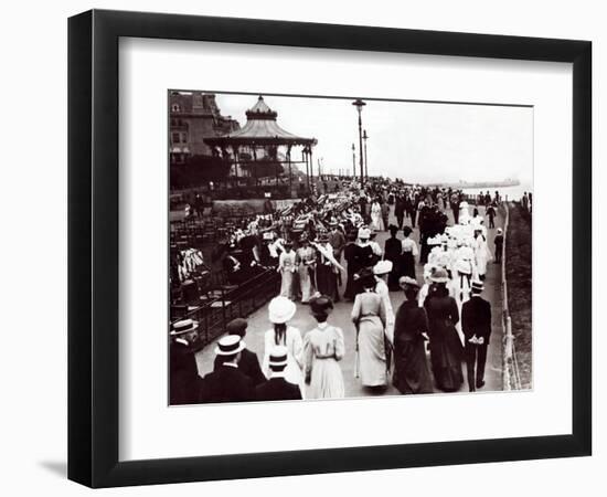 Edwardian Ladies and Gentleman Walk up and Down the Promenade, 1905-null-Framed Photographic Print