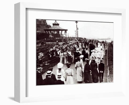 Edwardian Ladies and Gentleman Walk up and Down the Promenade, 1905-null-Framed Photographic Print