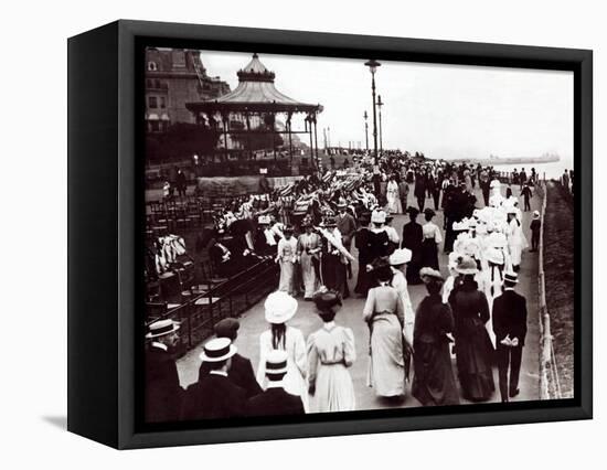 Edwardian Ladies and Gentleman Walk up and Down the Promenade, 1905-null-Framed Stretched Canvas