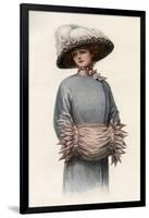 Edwardian Lady with Muff Designed by Mrs Ralston-null-Framed Art Print