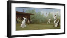 Edwardian Tennis Scene-20th Century Italian School -Framed Premium Giclee Print