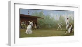 Edwardian Tennis Scene-20th Century Italian School -Framed Premium Giclee Print