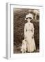 Edwardian Woman with a Terrier in a Garden-null-Framed Photographic Print