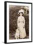 Edwardian Woman with a Terrier in a Garden-null-Framed Photographic Print