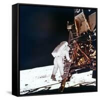 Edwin Buzz Aldrin Descends the Steps of the Lunar Module Ladder to Walk on the Moon, 1969-null-Framed Stretched Canvas