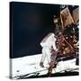 Edwin Buzz Aldrin Descends the Steps of the Lunar Module Ladder to Walk on the Moon, 1969-null-Stretched Canvas