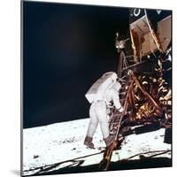 Edwin Buzz Aldrin Descends the Steps of the Lunar Module Ladder to Walk on the Moon, 1969-null-Mounted Photographic Print