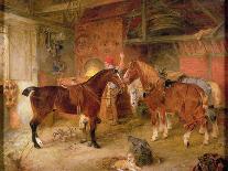 Carthorses in a Farmyard-Edwin Frederick Holt-Giclee Print