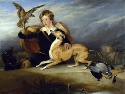 Richard Cavendish with 'spot', the 6th Duke of Devonshire's Italian Greyhound, C.1828