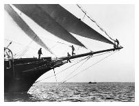 Ship Crewmen Standing on the Bowsprit, 1923-Edwin Levick-Art Print