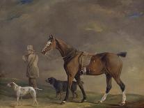 Bay Hunter and a terrior outside a stable, 1805-Edwin W. Cooper-Giclee Print