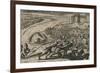 Een Schip met coren gheladen blyft op een drooghte Sitten; de Duytschen pooghent naer hen te trecke-Antonio Tempesta-Framed Giclee Print