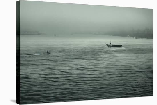 Eerie Look at Boats on the Hudson River in NYC-null-Stretched Canvas