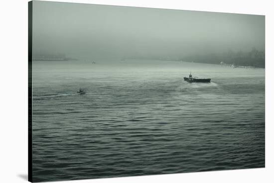 Eerie Look at Boats on the Hudson River in NYC-null-Stretched Canvas