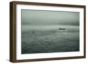 Eerie Look at Boats on the Hudson River in NYC-null-Framed Photo