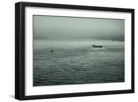 Eerie Look at Boats on the Hudson River in NYC-null-Framed Photo