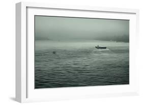 Eerie Look at Boats on the Hudson River in NYC-null-Framed Photo