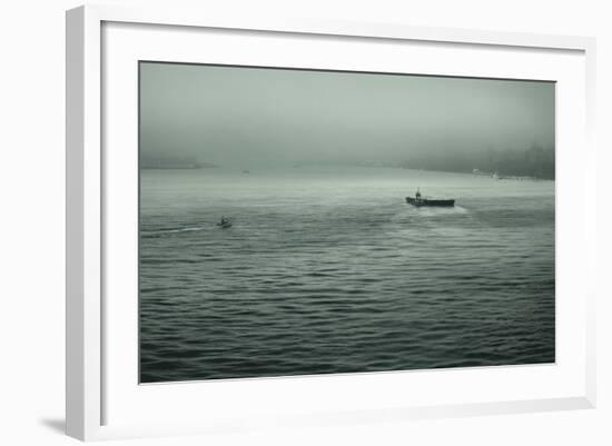 Eerie Look at Boats on the Hudson River in NYC-null-Framed Photo