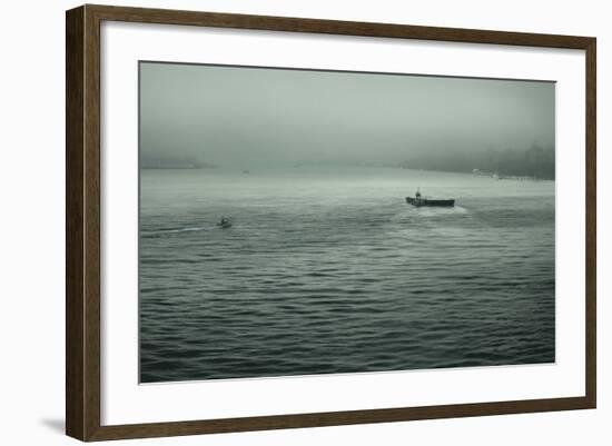 Eerie Look at Boats on the Hudson River in NYC-null-Framed Photo