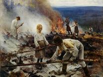 Under the Yoke (Burning the Brushwoo)-Eero Järnefelt-Mounted Giclee Print