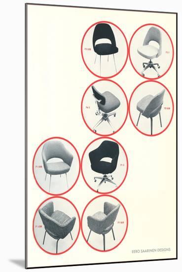 Eero Saarinen Chairs-null-Mounted Art Print