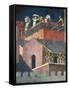 Effects of Good Government in City, Masons at Work-Ambrogio Lorenzetti-Framed Stretched Canvas