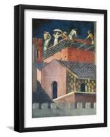 Effects of Good Government in City, Masons at Work-Ambrogio Lorenzetti-Framed Giclee Print