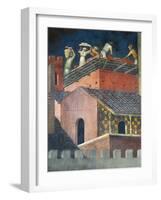 Effects of Good Government in City, Masons at Work-Ambrogio Lorenzetti-Framed Giclee Print