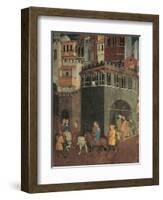 Effects of Good Government in City, Procession of Nobiliy on Streets of City-Ambrogio Lorenzetti-Framed Giclee Print