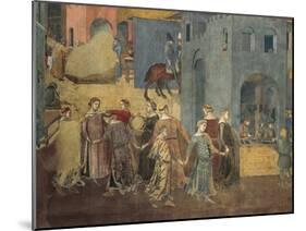 Effects of Good Government in City, Procession of Women Dancing-Ambrogio Lorenzetti-Mounted Giclee Print