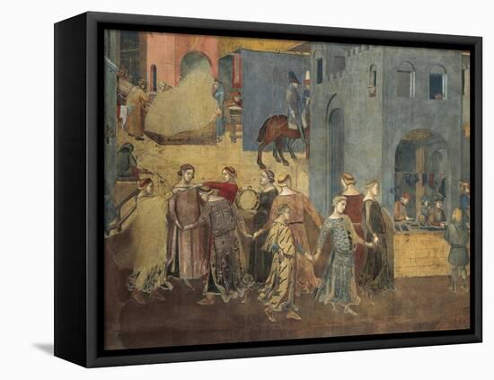 Effects of Good Government in City, Procession of Women Dancing-Ambrogio Lorenzetti-Framed Stretched Canvas
