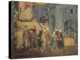 Effects of Good Government in City, Procession of Women Dancing-Ambrogio Lorenzetti-Stretched Canvas