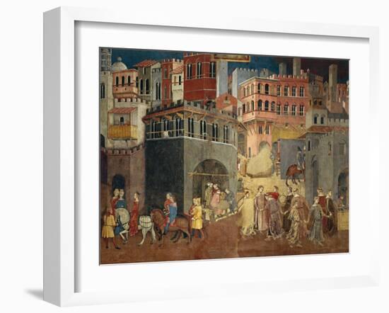 Effects of Good Government in City-Ambrogio Lorenzetti-Framed Premium Giclee Print