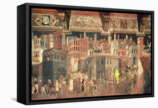 Effects of Good Government in City-Ambrogio Lorenzetti-Framed Stretched Canvas