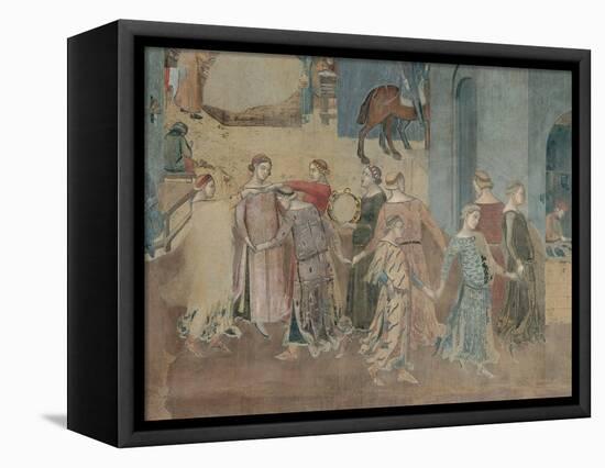 Effects of Good Government in the City and Country-Ambrogio Lorenzetti-Framed Stretched Canvas