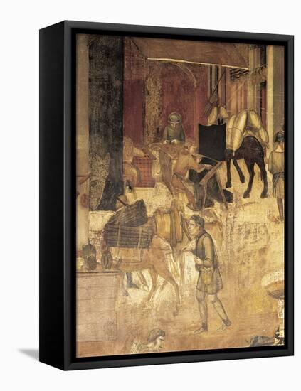 Effects of Good Government in the City, City Street-Ambrogio Lorenzetti-Framed Stretched Canvas