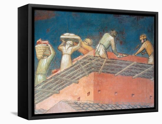 Effects of Good Government in the City-Ambrogio Lorenzetti-Framed Stretched Canvas
