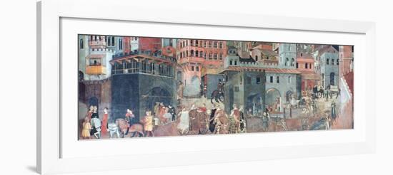 Effects of Good Government on the City Life, (Detail), C1330-Ambrogio Lorenzetti-Framed Giclee Print