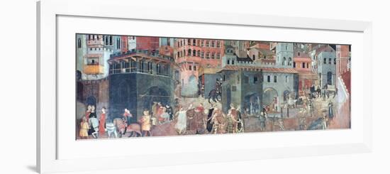 Effects of Good Government on the City Life, (Detail), C1330-Ambrogio Lorenzetti-Framed Giclee Print