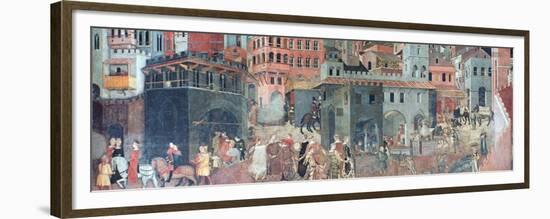 Effects of Good Government on the City Life, (Detail), C1330-Ambrogio Lorenzetti-Framed Giclee Print