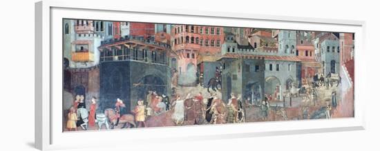 Effects of Good Government on the City Life, (Detail), C1330-Ambrogio Lorenzetti-Framed Giclee Print