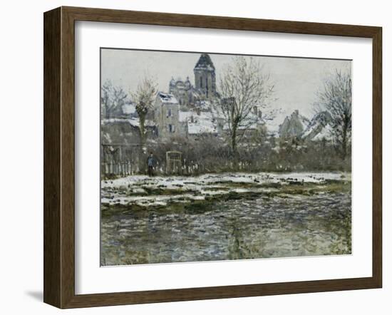 Effet de neige à Vétheuil ou Eglise de Vétheuil neige-Claude Monet-Framed Giclee Print