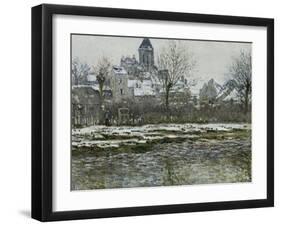 Effet de neige à Vétheuil ou Eglise de Vétheuil neige-Claude Monet-Framed Giclee Print