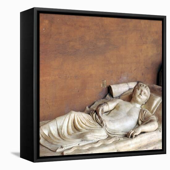 Effigy of a youth on a Roman sarcophagus, 2nd century-Unknown-Framed Stretched Canvas