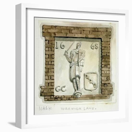 Effigy of Guy, Earl of Warwick, on the Wall of a House in Warwick Lane, City of London, C1820-Frederick Nash-Framed Giclee Print