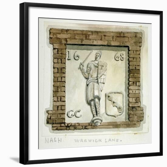 Effigy of Guy, Earl of Warwick, on the Wall of a House in Warwick Lane, City of London, C1820-Frederick Nash-Framed Giclee Print