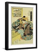 Egawa from Maruebiya House, illustration 'The Courtesans personifying the eight views of Japan'-Kuniyoshi Utagawa-Framed Giclee Print